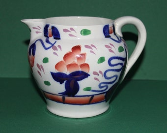Collectible Antique Allertons Gaudy Welsh Jug/Imari colours/Hand Painted/Smoking Indian