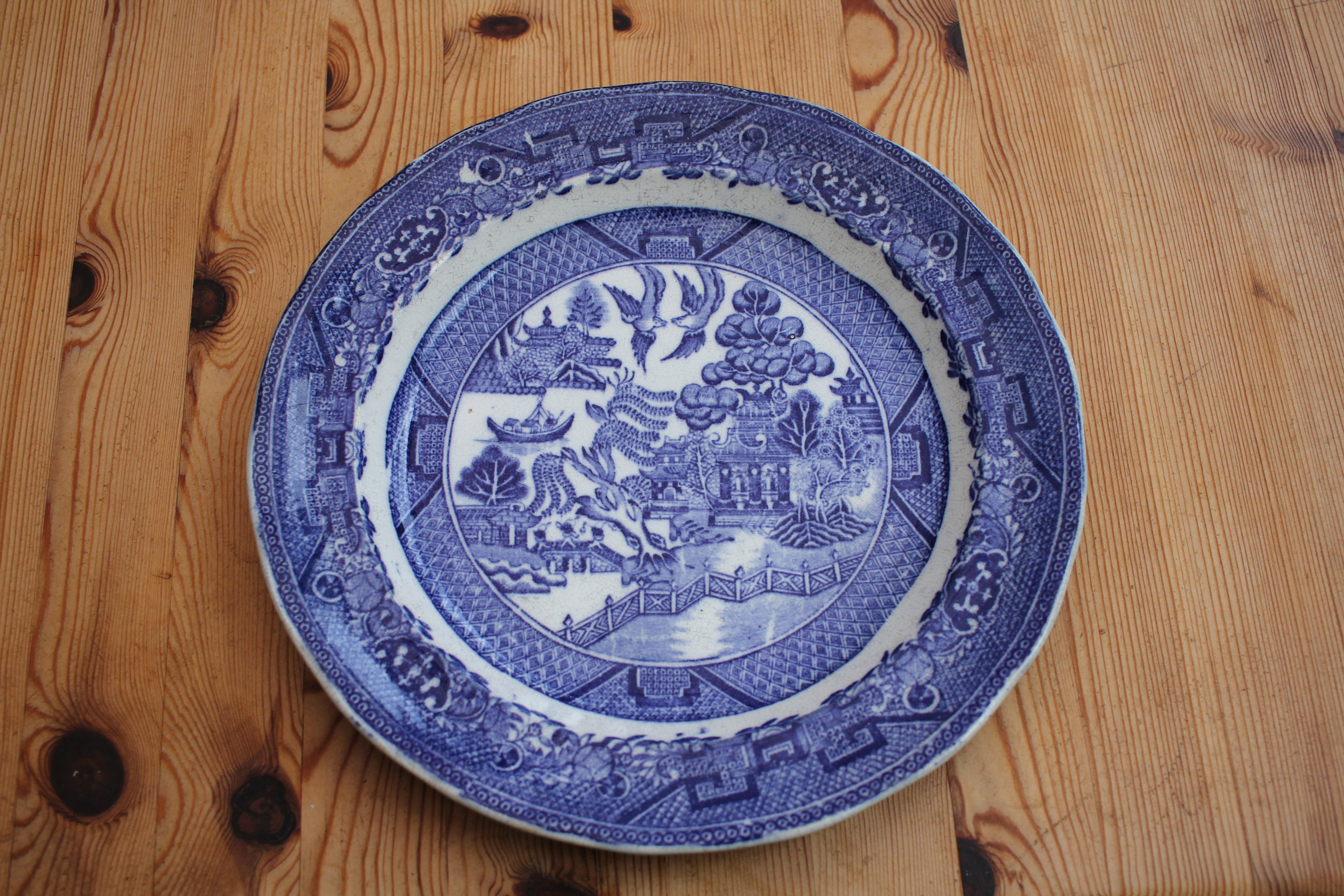 Antique Early Staffordshire Stone China Blue Willow Pattern Plate made in England Etsy Canada