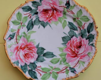 Highly Collectable The Antique Enigmatic Cabbage Rose Plate/Hand painted