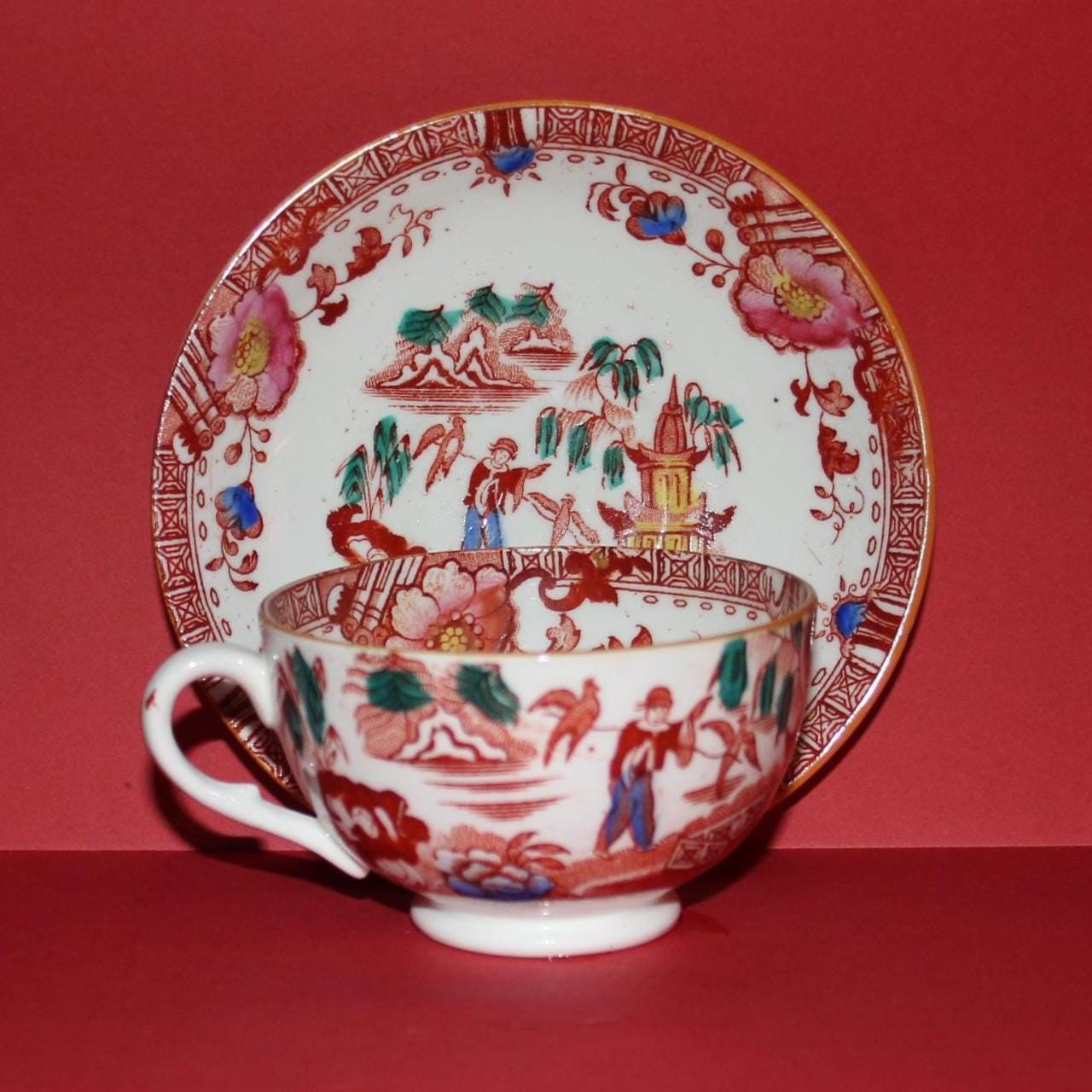 超希少 1800年代初頭 英国アンティーク 風景画ティーカップ＆ソーサー 超希少 1800年代初頭 英国アンティーク 風景画ティーカップ＆ソーサー