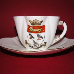 Rare Antique Shelley Crested China Canterbury Cup and Saucer Reg. N. 272101
