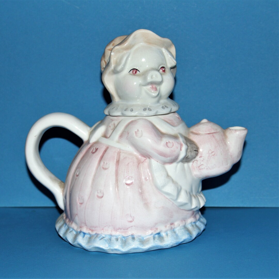 A Vintage Pig Ceramic Teapot/hand Painted Etsy