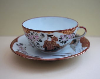 Vintage Japanese Eggshell cup and Saucer/Hand Painted