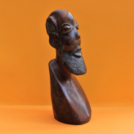 Vintage African Tribal Wood Carving of a Bearded Man - Etsy