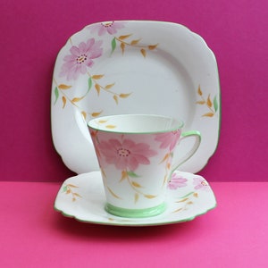 Art Deco Collingwood 8 sided China Trio/ Cup, Saucer and Plate/Made in England/Hand Painted