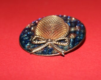Ravissante broche vintage en émail pour chapeau