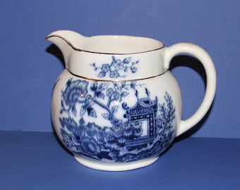 Vintage Flow Blue Jug/Large./Britannia Pottery S.Johnson Ltd./1910s