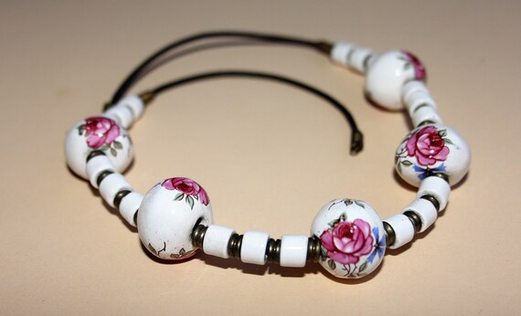 Collier Ras Du Cou En Perles De Céramique - Rose Et Multicolores, 44 Cm - Galeries Lafayette Neuf