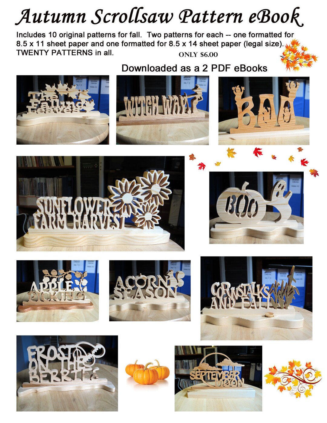Scrollsaw Fall Pattern Ebook - Legal and Standard Size Patterns - Etsy