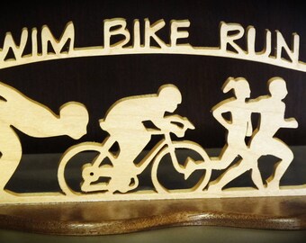 TriAthlon Hand Made Wood Tabletop Sign