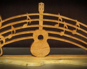 Ukulele Music Hand Cut Wood Tabletop Sign