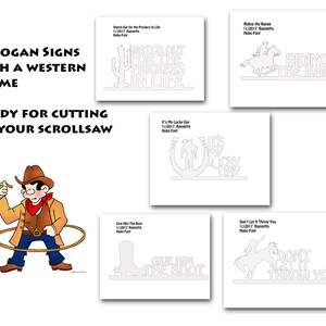 Scrollsaw Collection of 5 Western Slogan Sign Patterns