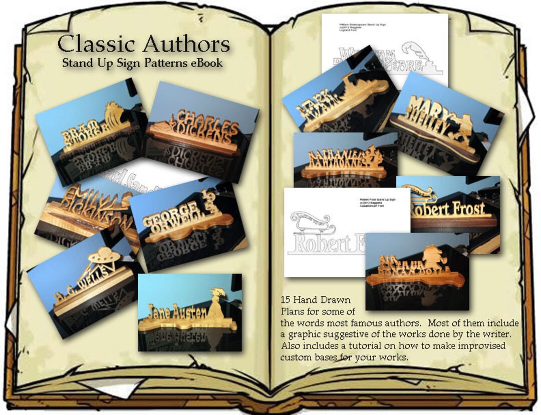 Scrollsaw Author Stand up Sign Patterns - Etsy