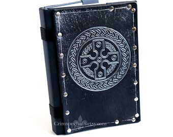by Crimson Chain Leatherworks Red Celtic Wheel 3 gaming geek gift tabletop rpg photo album Leather Binder