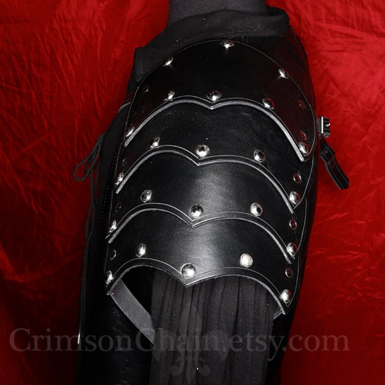 Black Studded Pauldron Large by Crimson Chain Leatherworks Etsy