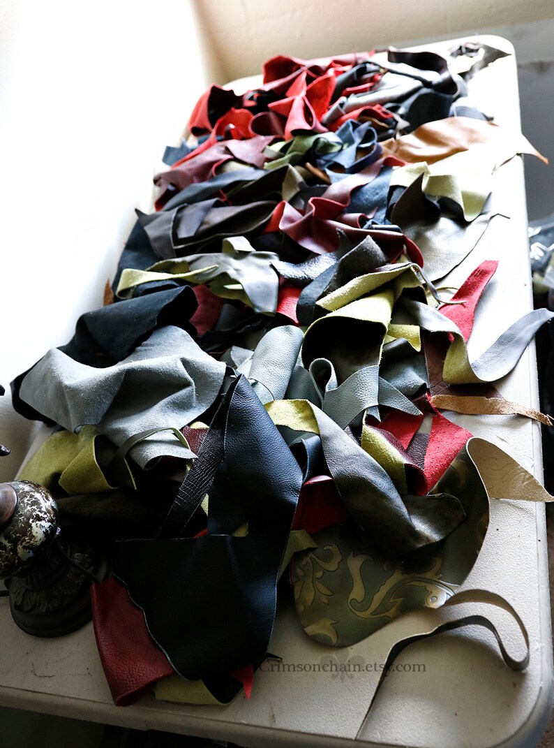 Bag of Scrap Leather 5 Pounds by Crimson Chain Etsy