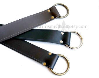 Two Inch Ring Belt - choose black or brown - by Crimson Chain Leatherworks - larp garb renfair costume leather historic renactment SCA belt