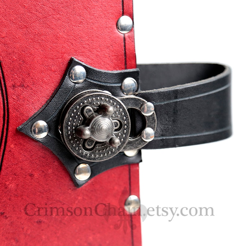 by Crimson Chain Leatherworks Red Celtic Wheel 3 gaming geek gift tabletop rpg photo album Leather Binder