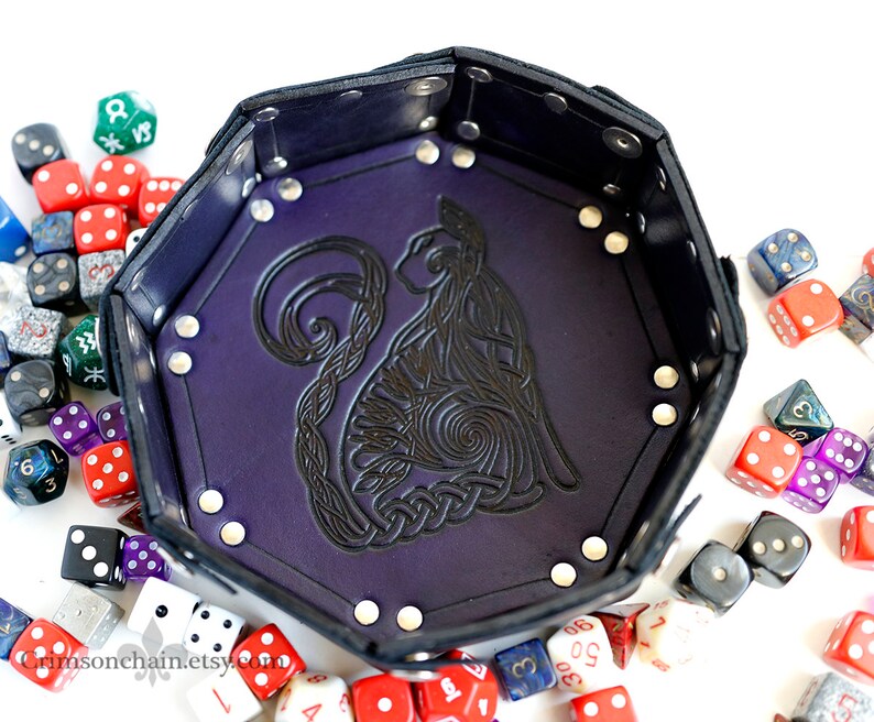 Purple Collapsible Celtic Cat Dice Tray by Crimson Chain Etsy