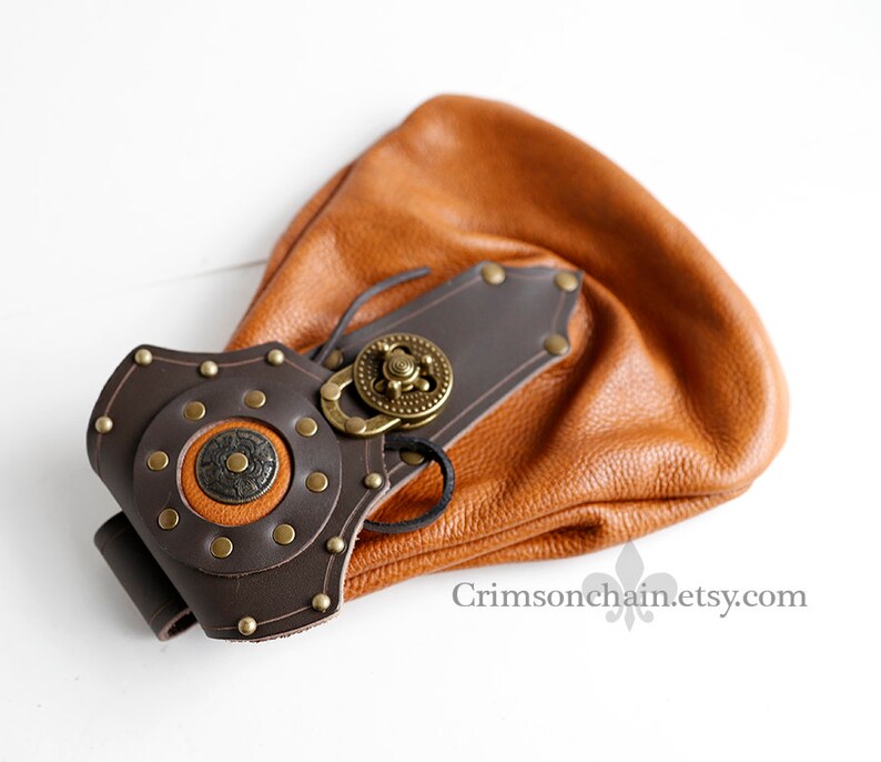 Brown Leather Fancy Locking Sporran by Crimson Chain Etsy