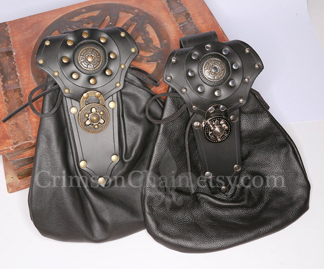 Black Leather Fancy Locking Sporran by Crimson Chain Etsy