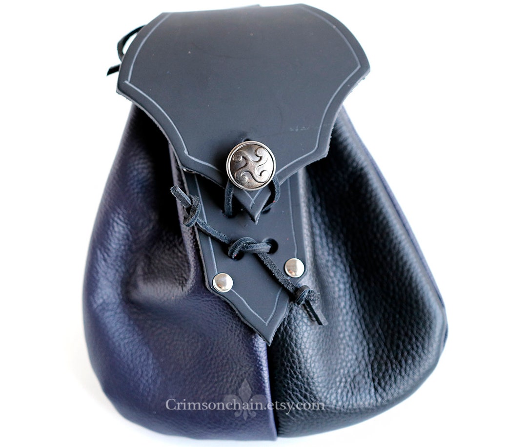 Purple and Black Leather Button Sporran by Crimson Chain Etsy