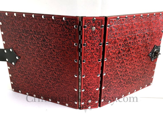 by Crimson Chain Leatherworks Red Celtic Wheel 3 gaming geek gift tabletop rpg photo album Leather Binder