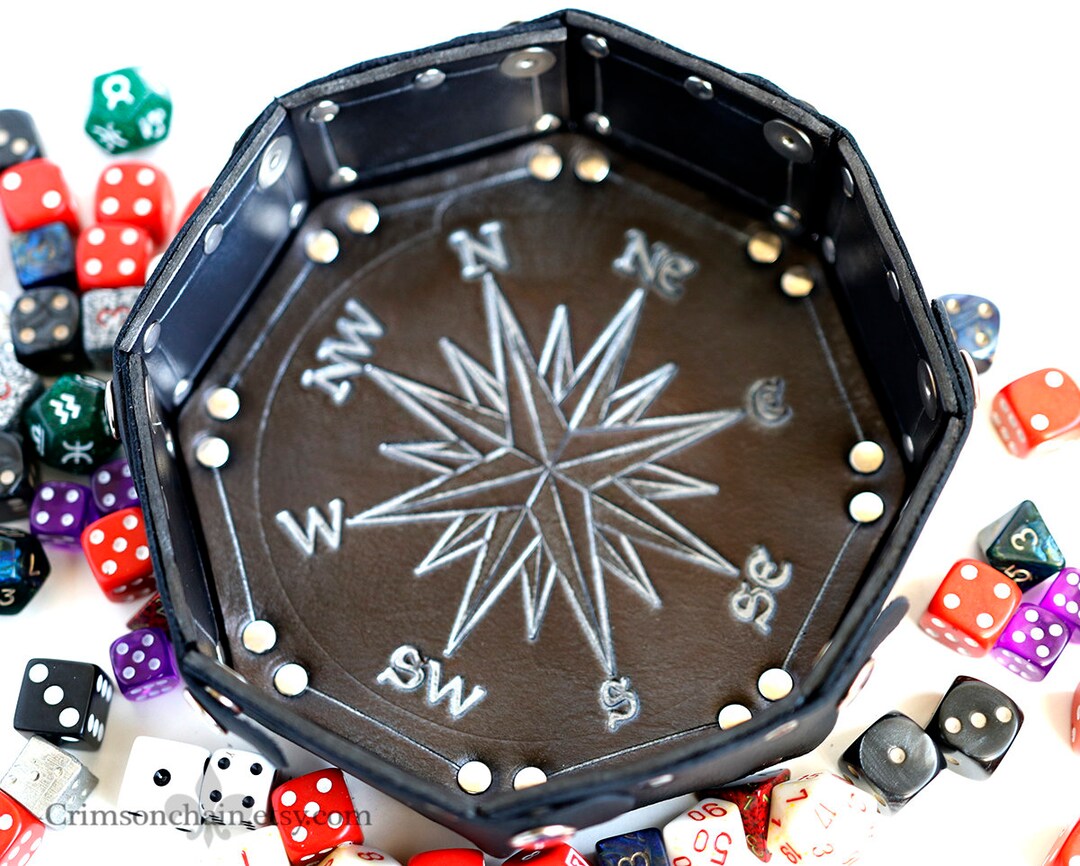 Compass Rose Collapsible Dice Tray Black by Crimson Chain Etsy
