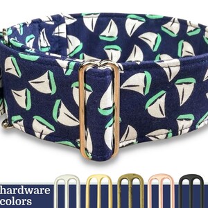 dog collar sailboats martingale maritim boy dog collar, limited slip martingale or buckle collar, preppy whippet collar / sailorman