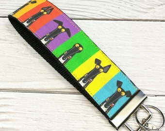 sighthound key fob, large keychain, key chain lanyard whippet galgo greyhound fob Skipworth / semaphore