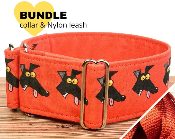 sighthound collar dog collar and lead set red whippet collar Sipworth fabric dog collar bundle 2 inch dog collar Derp red