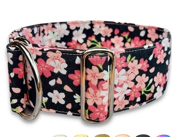 cherry blossom dog collar, pink sakura dog collar fabric limited slip martingale collar floral whippet collar  / Sakura