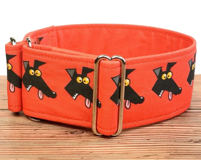 greyhound collar sighthound collar red fabric dog collar Richard Skipworth martingale collar or buckle whippet collar Derp red