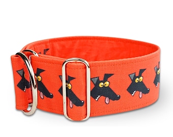 red dog collar greyhound Richard Skipworth martingale collar or buckle, sighthound collar, whippet collar / Derp red