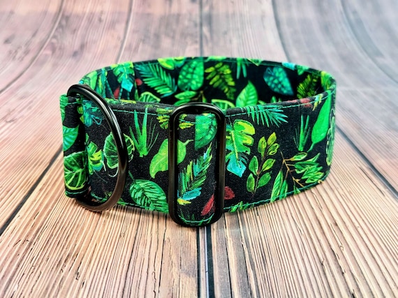 Monstera Dog Collar Rainforest Limited Slip Martingale Red Od