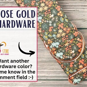 flower dog collar, brown orange fabric greyhound collar, floral martingale collar or buckle, whippet collar / asters image 7