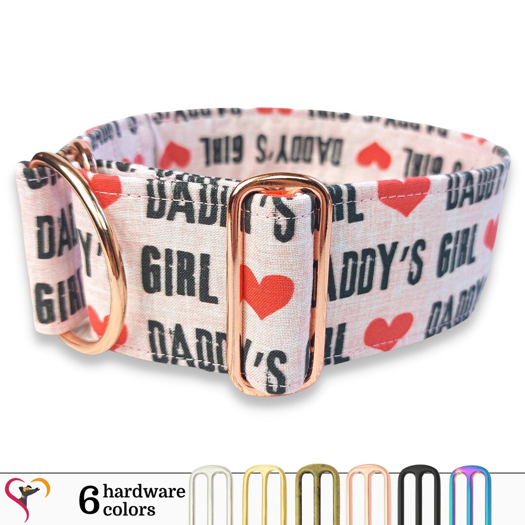 Dog Collar With Red Hearts Pink Fabric Dog Collar Greyhound Etsy