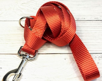 adjustable dog leash, nylon dog leash orange, soft lead, dog lover gift, 3 lenghts, durable .75" or 1" rose gold, gold or silver