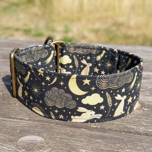 Brett svart hundhalsband, kanin martingale-stil, stryphalsband eller med tryckknappsspänne, greyhound-halsband, whippet-halsband / hare bild 7