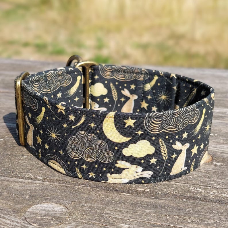 Brett svart hundhalsband, kanin martingale-stil, stryphalsband eller med tryckknappsspänne, greyhound-halsband, whippet-halsband / hare bild 7