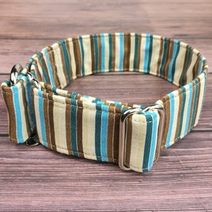 dog collar stripes martingale boy dog collar blue brown stripes collar whippet dog collar greyhound maritim sighthound collar / Lexi