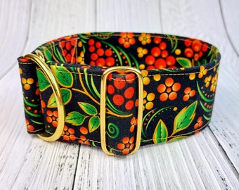 fall dog collar, black limited slip martingale or buckle collar, greyhound collar whippet / Fall In Love