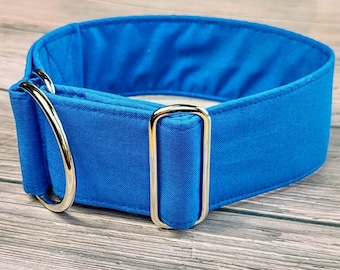 dog collar blue martingale collar fabric greyhound collar, martingale collar or buckle, whippet collar / cornflower