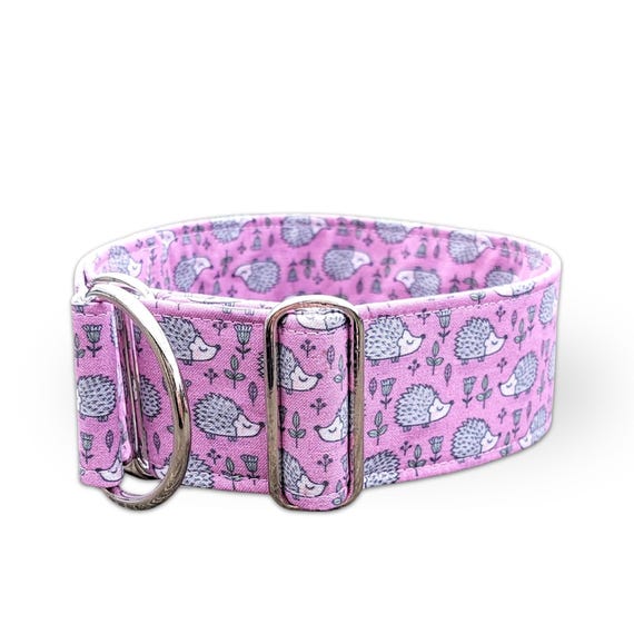 Hundehalsband Igel, lila Herbst Martingale Zugstopphalsband od Klickverschluß; Windhundhalsband, Whippet Halsband / hedgehogs berry