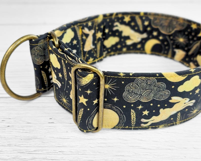 Brett svart hundhalsband, kanin martingale-stil, stryphalsband eller med tryckknappsspänne, greyhound-halsband, whippet-halsband / hare bild 13