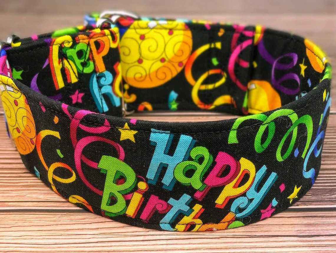 Birthday Dog Collar With Balloons Happy Birthday Fabric Etsy