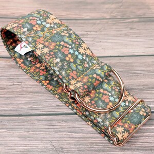 flower dog collar, brown orange fabric greyhound collar, floral martingale collar or buckle, whippet collar / asters image 9