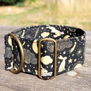 Brett svart hundhalsband, kanin martingale-stil, stryphalsband eller med tryckknappsspänne, greyhound-halsband, whippet-halsband / hare bild 15
