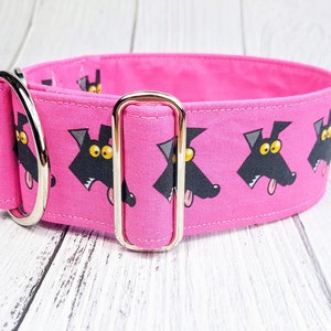 pink dog collar Richard Skipworth, fabric greyhound collar, limited slip martingale collar or buckle, whippet collar / Derp pink