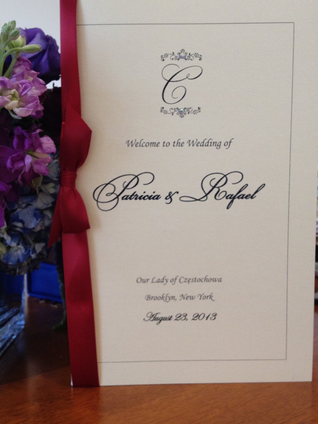Wedding Program Ribbon Wedding Ceremony Program Monogrammed With Ribbon Bow - Etsy